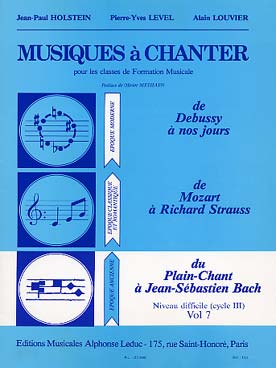 Illustration de Musique à chanter Cycle 3 (difficile) - Vol. 7 : du plain-chant à Bach
