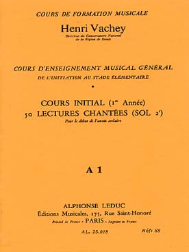 Illustration de Cours d'enseignement musical général Cours Initial (1re année) A 1 : 50 Lectures chantées s/a