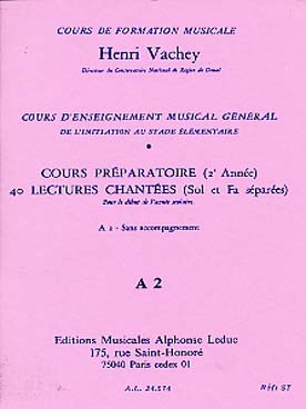Illustration de Cours d'enseignement musical général Cours Préparatoire (2e année) A 2 : 40 Lectures chantées s/a