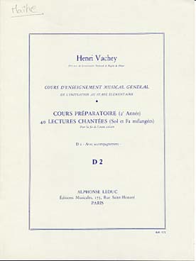 Illustration de Cours d'enseignement musical général Cours Préparatoire (2e année) D 2 : 40 Lectures chantées a/a