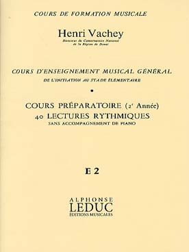 Illustration de Cours d'enseignement musical général Cours Préparatoire (2e année) E 2 : 40 Lectures rythmiques clé de sol