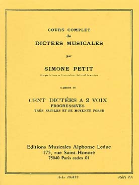 Illustration de Cours complet de dictées musicales - Vol. 4 : Très facile/facile (2 voix)