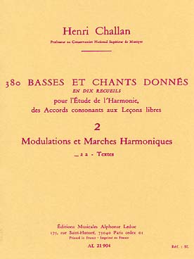 Illustration de 380 Basses et chants donnés Vol. 2 : modulations et marches - 2 a : textes