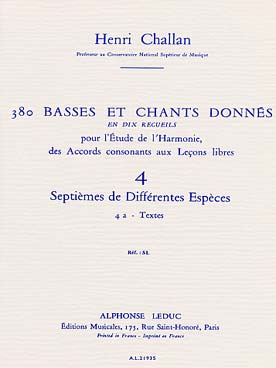 Illustration de 380 Basses et chants donnés Vol. 4 : septièmes d'espèces - 4 a : textes