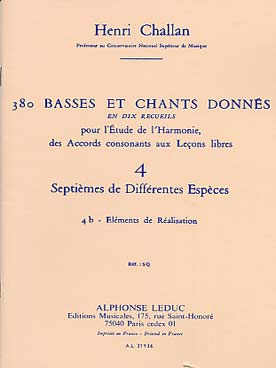 Illustration de 380 Basses et chants donnés Vol. 4 : septièmes d'espèces - 4 b : éléments de réalisation