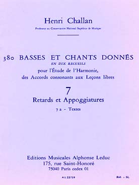 Illustration de 380 Basses et chants donnés Vol. 7 : retards et appoggiatures - 7 a : textes