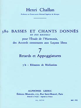 Illustration de 380 Basses et chants donnés Vol. 7 : retards et appoggiatures - 7 b : éléments de réalisation