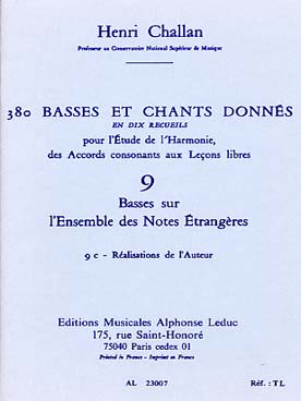 Illustration de 380 Basses et chants donnés Vol. 9 : basses sur notes étrangères - 9 c : réalisations de l'auteur