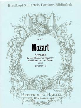 Illustration de Sérénade K 388 (384a) en do m pour 2 hautbois, 2 clarinettes, 2 cors et 2  bassons