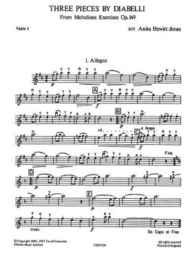 Illustration de PLAYSTRINGS : musique pour orchestre de jeunes instrumentistes à cordes Facile 1 : DIABELLI 3 Pièces op. 149 - Parties séparées