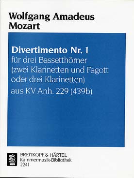 Illustration de 5 Divertimenti K Anh. 229 (439b) pour 3 cors de basset (tr. pour 2 clarinettes et basson ou 3 clarinettes) - N° 1