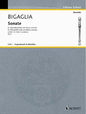 Illustration de Sonate en la m pour flûte à bec soprano, basse continue, violoncelle ad libitum