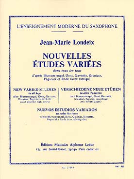 Illustration de L'Enseignement moderne du saxophone : Nouvelles études variées dans tous les tons, d'après Blumenstengel, Dont, Gaviniès, Kreutzer, Paganini et Rode