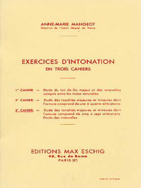 Illustration de Exercices d'intonation - 3e Cahier : étude des tonalités majeures et mineures - étude des intervalles
