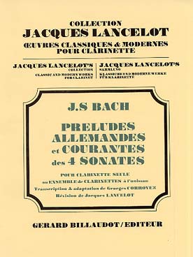 Illustration de Préludes, allemandes et courantes des 4 sonates (tr. Corroyez pour ensemble de clarinettes à l'unisson)