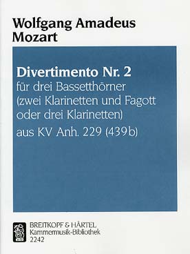 Illustration de 5 Divertimenti K Anh. 229 (439b) pour 3 cors de basset (tr. pour 2 clarinettes et basson ou 3 clarinettes) - N° 2
