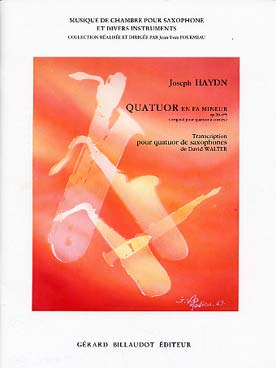 Illustration de Quatuor en fa m, tr. David Walter pour quatuor de saxophones