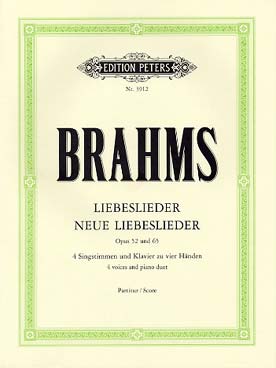 Illustration de Liebeslieder op. 52 et op. 65 pour 4 voix et piano 4 mains