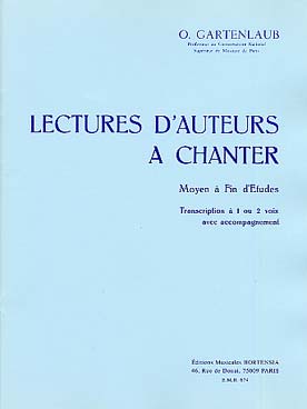 Illustration de Lectures d'auteurs à chanter à 1 ou 2 voix avec accompagnement - Moyen à Fin d'Études