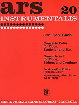 Illustration de Concerto en fa M pour hautbois, cordes et basse continue, réd. piano
