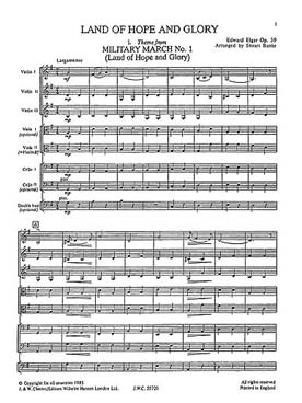 Illustration de PLAYSTRINGS : musique pour orchestre de jeunes instrumentistes à cordes Facile 9 : ELGAR Terre d'espoir - Conducteur