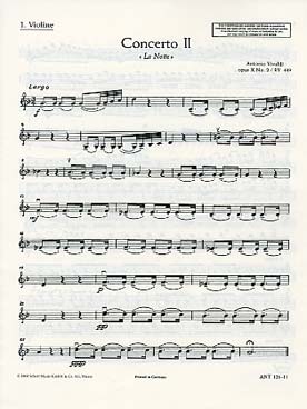 Illustration de Concerto op. 10/2 RV 439 en sol m "La Notte" pour flûte, orchestre à cordes et basse continue - Partie de violon 1