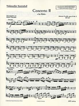Illustration de Concerto op. 10/2 RV 439 en sol m "La Notte" pour flûte, orchestre à cordes et basse continue - Partie de violoncelle/contrebasse