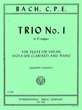 Illustration de Trio N° 1 en ré M pour flûte, clarinette et piano ou flûte (violon), alto & piano