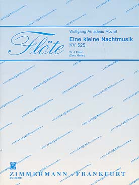 Illustration de Petite musique de nuit K 525, tr. Geller pour 4 flûtes : parties de flûte 1, 2 et 3 et conducteur pour la flûte 4
