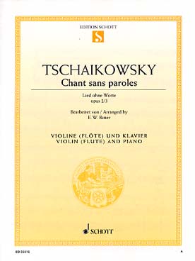 Illustration tchaikovsky chant sans paroles op. 2