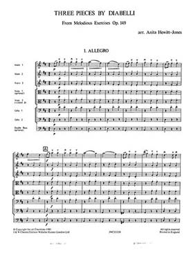 Illustration de PLAYSTRINGS : musique pour orchestre de jeunes instrumentistes à cordes Facile 1 : DIABELLI 3 Pièces op. 149 - Conducteur