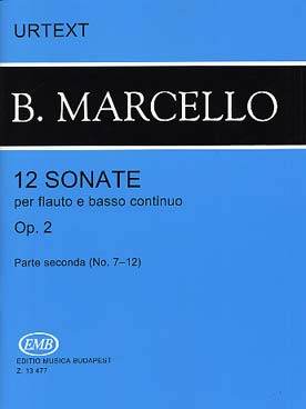 Illustration de Sonates op. 2 pour flûte à bec alto (ou flûte traversière) et basse continue - éd. E.M.B. Vol. 2 : N° 7 à 12