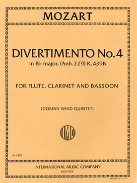 Illustration mozart divertimento n° 4 k 439d si b maj