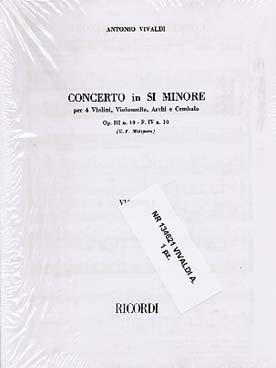 Illustration vivaldi concerto op.  3/10 pour 4 vlons
