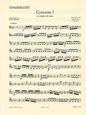 Illustration de Concerto op. 10/1 RV 433 en fa M "La Tempesta di mare" pour flûte, orchestre à cordes et basse continue - Violoncelle/Contrebasse