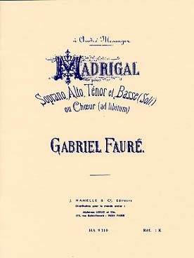 Illustration de Madrigal pour chœur SATB et piano