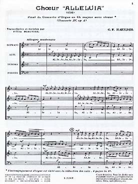 Illustration de Alleluia (Concerto pour orgue en fa M) Chœur à 4 voix (Raugel)