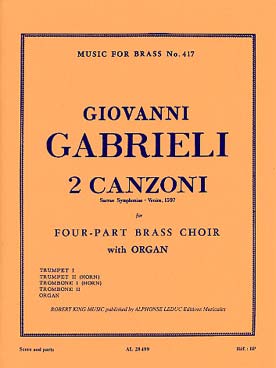 Illustration de Sacrae symphoniae :2 Canzoni septimitoni pour quatuor de cuivres et orgue