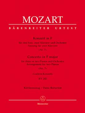 Illustration de Concerto N° 7 K 242 en fa M "Lodron concerto" pour 2 pianos et orchestre, réd. 3e piano