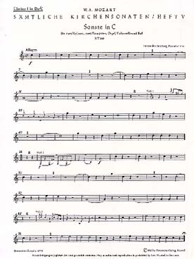 Illustration de Sonates d'église Vol. 5 pour orgue et orchestre - Trompette 1