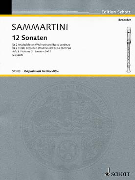 Illustration de 12 Sonates (2 flûtes alto et b. c.) - Vol. 3 : N° 9 en sol M, N° 10 en fa M, N° 11 en fa M, N° 12 en si b M