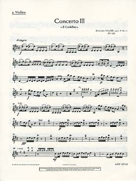 Illustration de Concerto op. 10/3 RV 428 en ré M "Il Cardellino" pour flûte, orchestre à cordes et basse continue - Violon 2