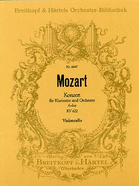 Illustration de Concerto pour clarinette en la M K 622 Cello