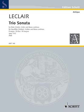 Illustration de Triosonate op. 2/8 en ré M pour flûte, violon et basse continue