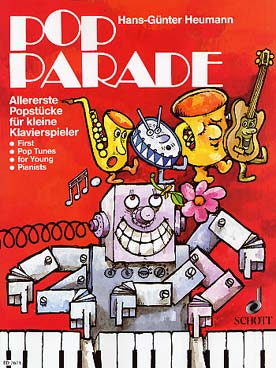 Illustration de Pop parade, morceaux faciles pour les enfants avec des grosses notes et des illustrations amusantes