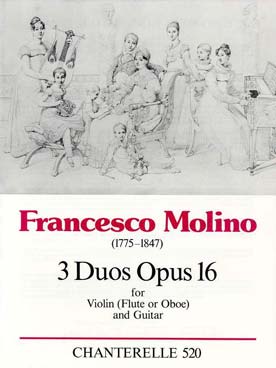 Illustration de 3 Duos op. 16 pour flûte (violon ou hautbois) et guitare