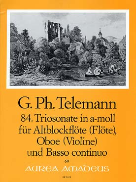 Illustration telemann sonate en la min pour flute bec