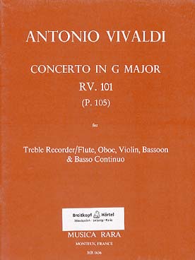 Illustration de Concerto RV 101 en sol M pour flûte à bec alto ou flûte, hautbois, violon, basson et basse continue