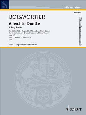 Illustration de 6 Leichte duette op. 17 pour flûte à bec alto ou soprano, traversière ou hautbois - Vol. 1