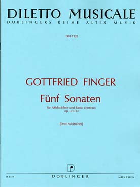Illustration de 5 Sonates pour flûte à bec alto op. 3/6-10 en si, fa, fa M, mi m, fa M